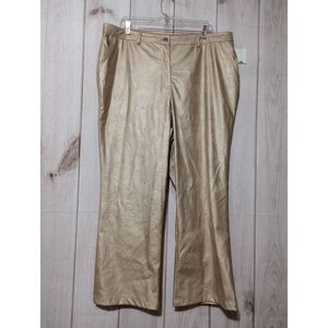 Halogen Pants Ladies 16W Gold Vaux Leather Wide‎ Leg Lined